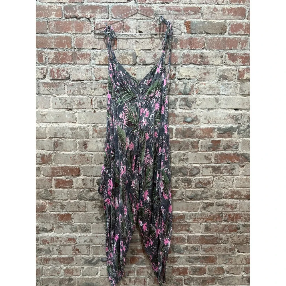 Free People El Porto Romper Floral Harem Shoulder Tie Jumpsuit XS